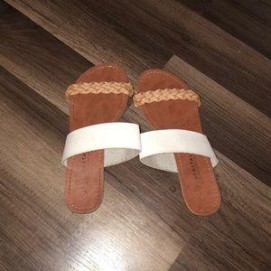 tan & white sandals
